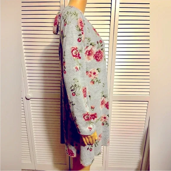 NWOT! Pretty Francesca's ALYA Gray & Pink Floral Long Sleeve A line dress Size S - Picture 4 of 12